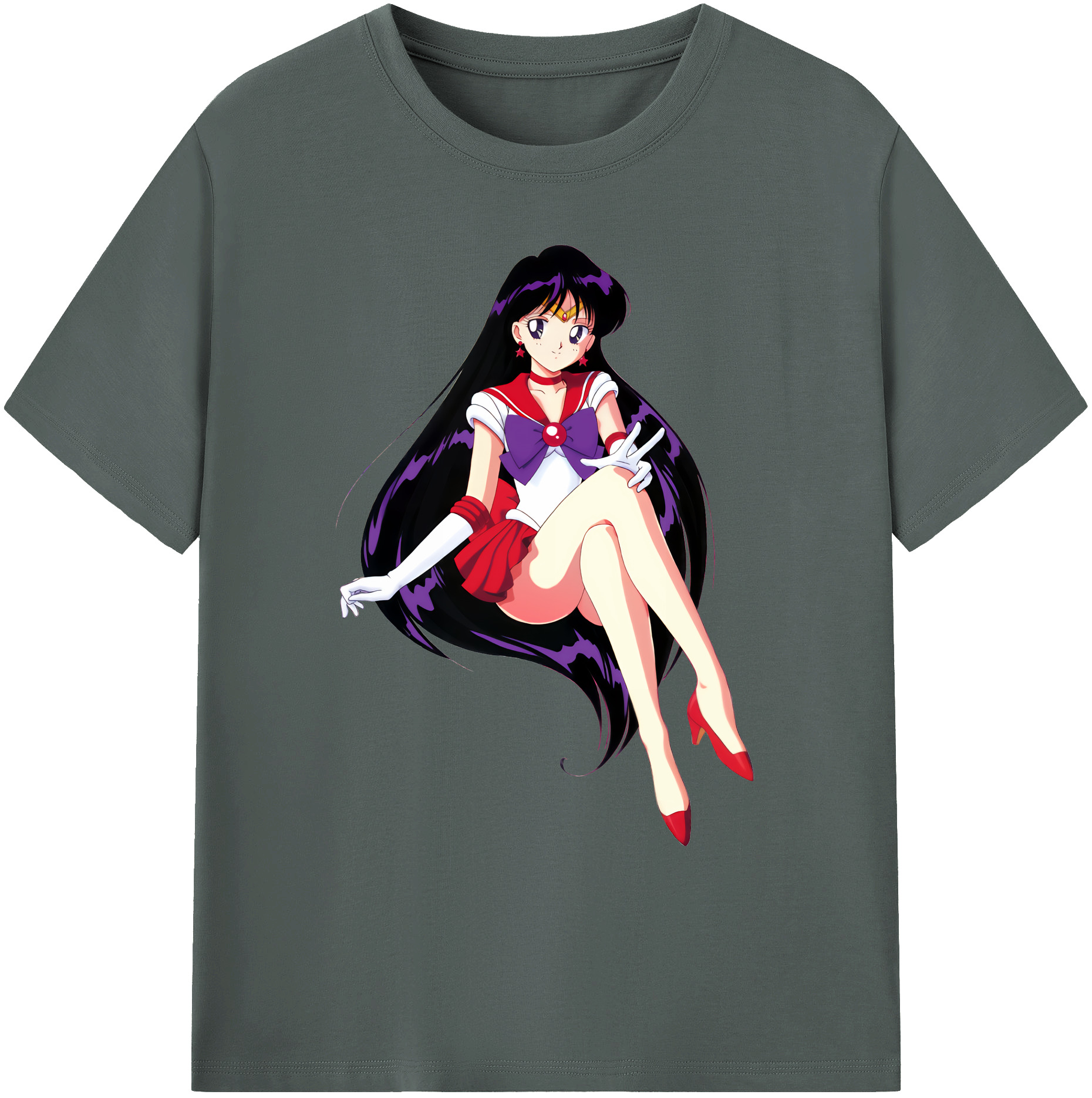 （画像用） 美少女戦士セーラームーン 火野レイ ひの レイ Sailor Moon Hino Rei （セーラーマーズ,Sailor Mars） 綿100％ メンズ半袖Tシャツ｜肌触りやわらか＆通気性